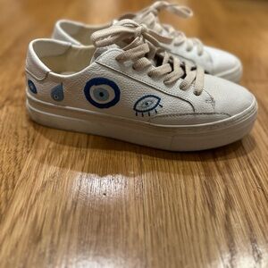 Soludos Womens Evil Eye Ibiza Lace-up Sneaker 8US White Leather